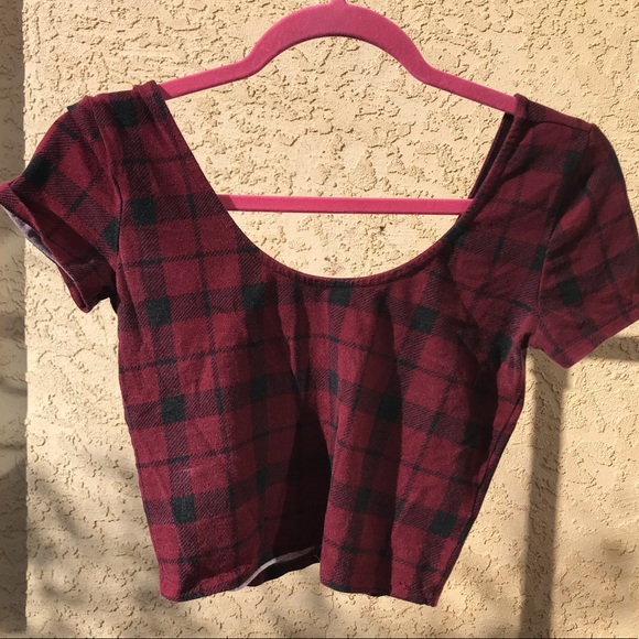 Red Plaid Crop Top - Picture 1 of 5